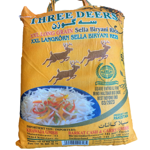 Three Deers XXL Sella Long Grain Rice PK 4x5Kg