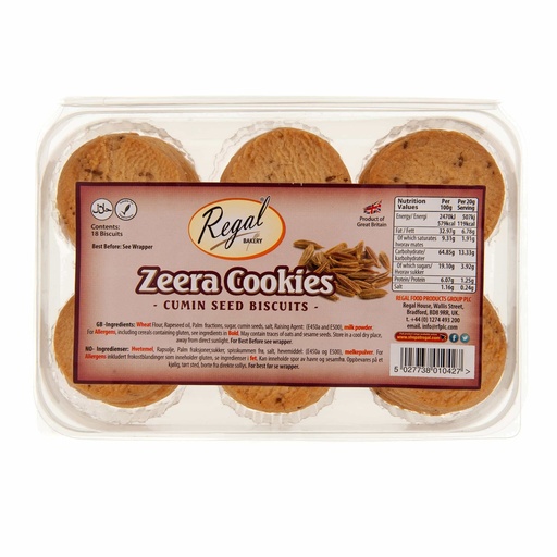 Regal Egg Free Zeera Cookies 8x18pcs 